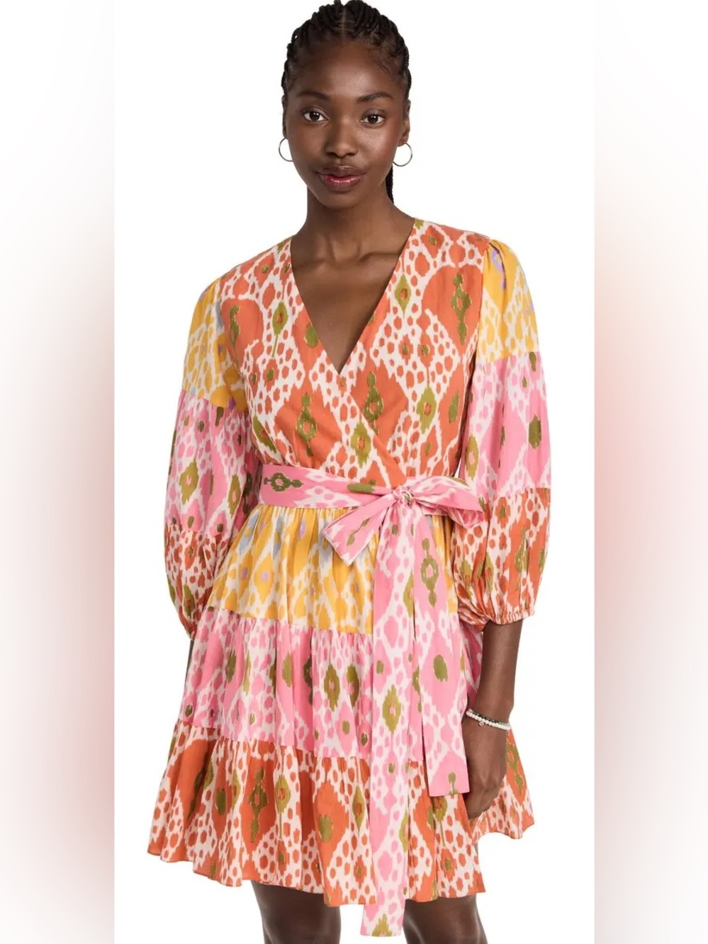 Charina Sarte Alhambra Wrap Mini Dress in Ikat Multi Color - Size XS
